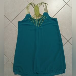 Umgee Teal and Lime Green Midi Dress